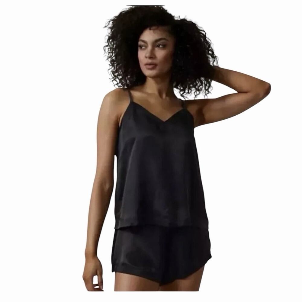 Athleta NWT Satin Cami Black Adjustable Strap Sleeveless Women’s Medium